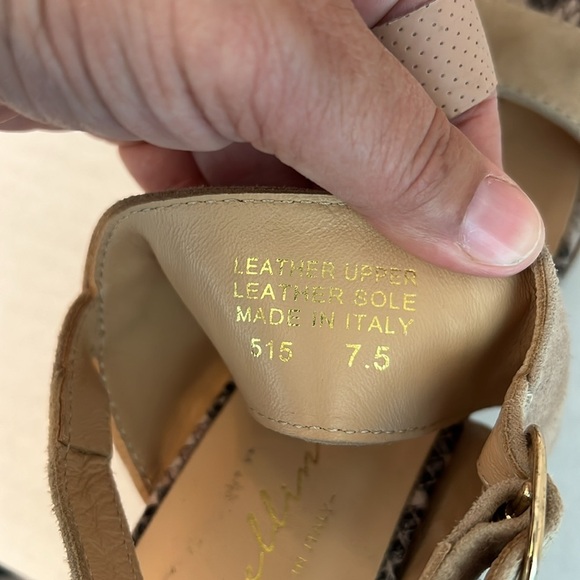 VERO CUOIO AVELLINI SNAKESKIN AND CREAM LEATHER BLOCK HEEL SANDALS - Picture 6 of 7